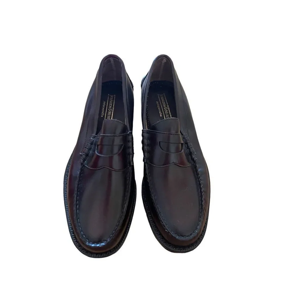Johnston & Murphy Mens Brown Moc Toe Slip On Leather Loafer Dress Shoes Size 8